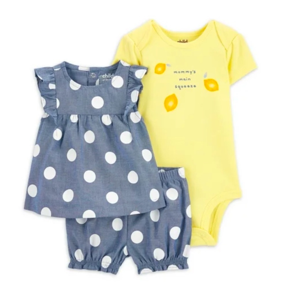 Carter's Polkadot Short Sleeve Bodysuit, Top & Shorts Size 12 Months